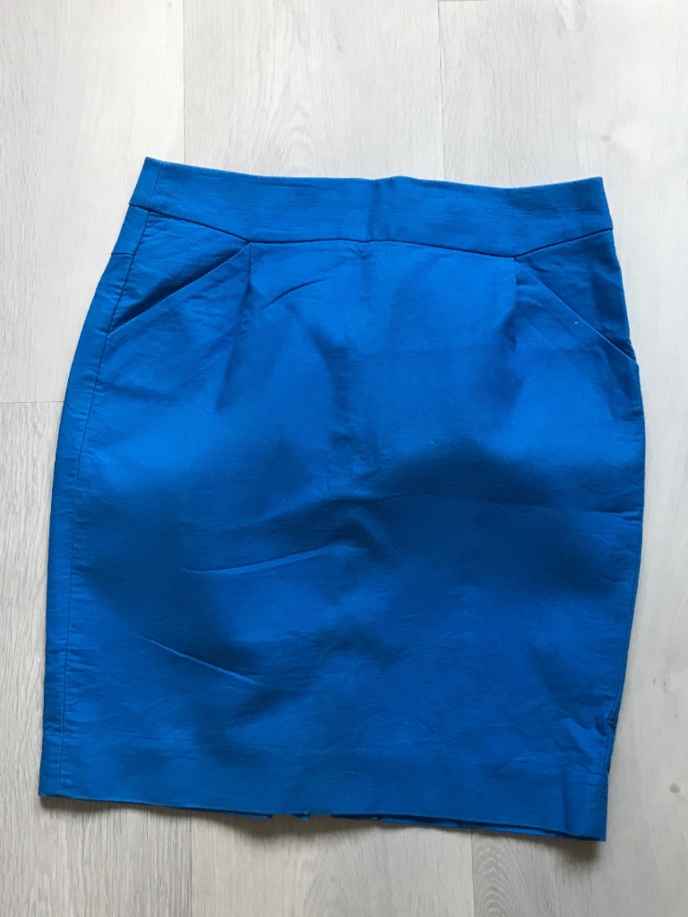 J CREW BLUE PENCIL SKIRT ZIP FLAT FRONT POCKETS NO. 2 WOMENS 8